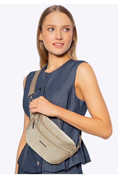 Wittchen Borsetă de damă din poliester cu curea detașabilă, bej deschis, poli...