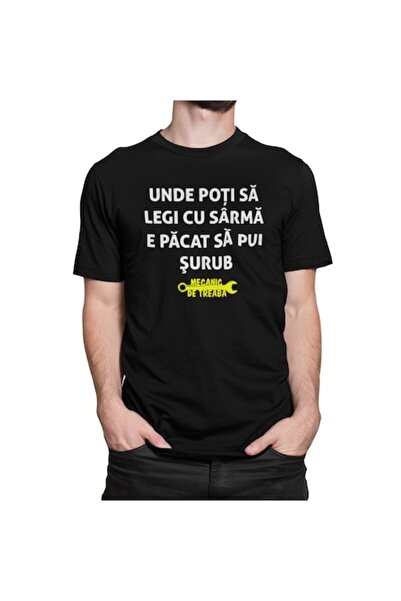 Tricou Destept Tricou amuzant „Mecanic bun” - Negru, mărimea 3XL