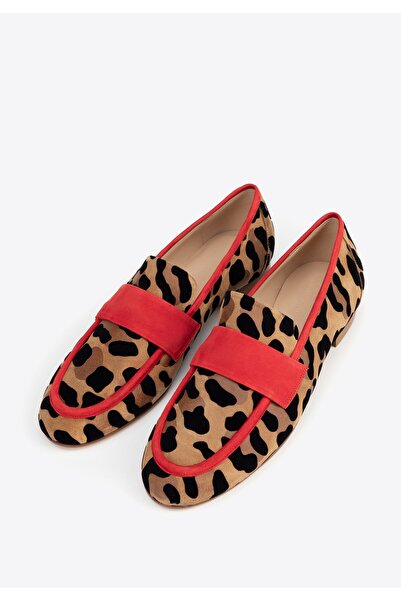 Wittchen Women's Leopard Print Leather Moccasins Brown and Black Brown and Black Leather