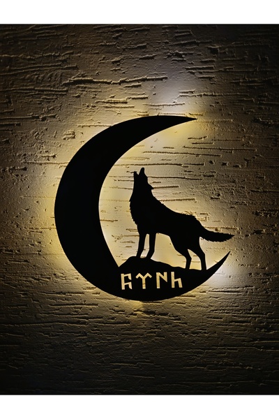 Murat Lazer Göktürk Işıklı Tablo,Kurt Ay Işıklı Tablo,Işıklı Duvar Dekorasyonu