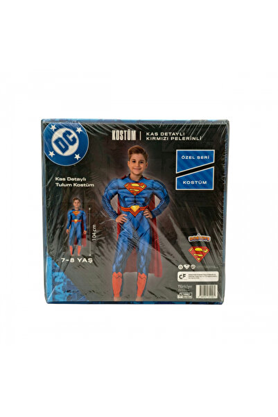 Sever Süpermen Kaslı Kostüm 7-8 Yaş – Gücünü Göster, Kahraman Ol!
