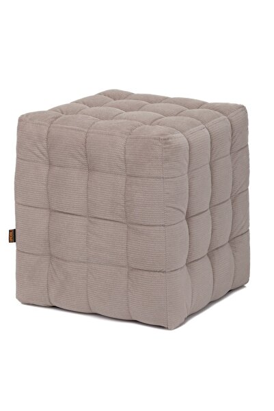 QMOBILI Bump Ottoman - Light Gray, Fabric, Cube