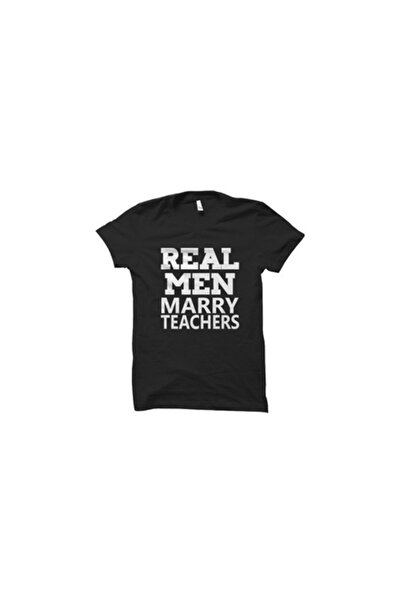 Tricou Destept Tricou personalizat Real Men Marry Teachers, negru, 3XL