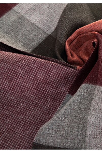 Wittchen Men's Checked Scarf Burgundy and Gray Burgundy and Gray Acrylic