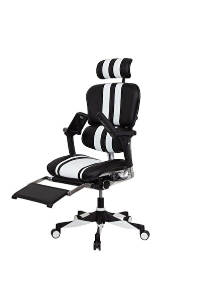 Ergohuman QMOBILI Mars Elite Plus Gaming Chair Black with White, microfiber leather, with 2D headres