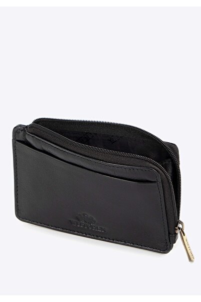 Wittchen Men's Leather Zippered Card Holder Black Black Genuine Leather