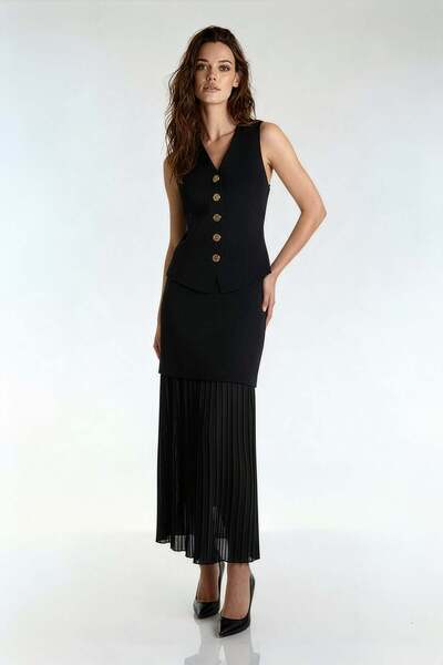 UTOPIAN Şifon Astarlı Triko Etek