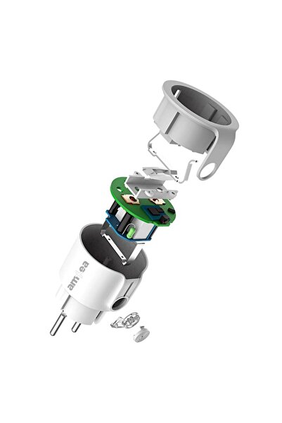 amXea PW16LAV-WB Smart Wi-Fi Plug (White-Black), 16A, Alexa & Google Home, Smart Life, Energy Monito