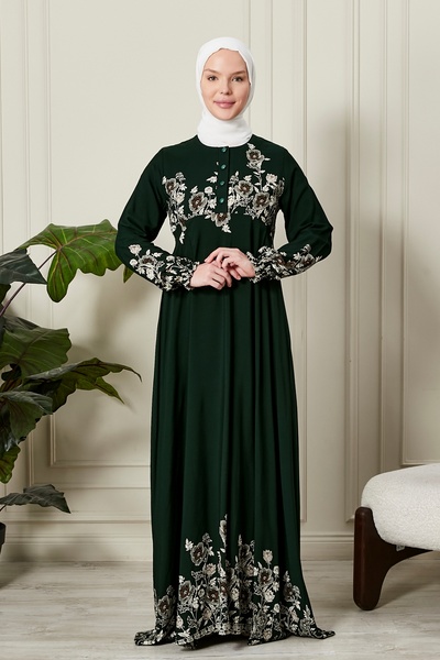 fistan Mevlana Φούστα Βισκόζη Ύφασμα Hijab Ρούχα Μητέρα Φόρεμα Προσευχής Φαρδιά Μοτίβο Hijab Φόρεμα