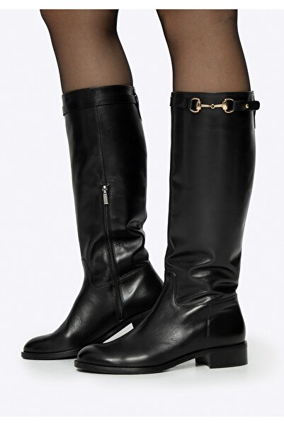 Wittchen Ghete de damă din piele cu baretă pe tijă, negre, piele