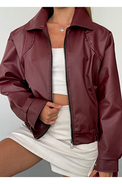 BASEL.CO Bloom Trend Basic Leather Jacket