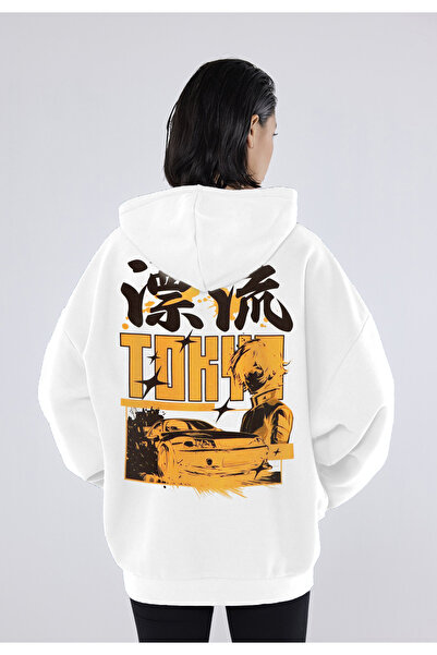 CC STORE Tokyo Drift Kanji Back and Front Printed Winter Fleece Thick Sweatshirt Hoodie