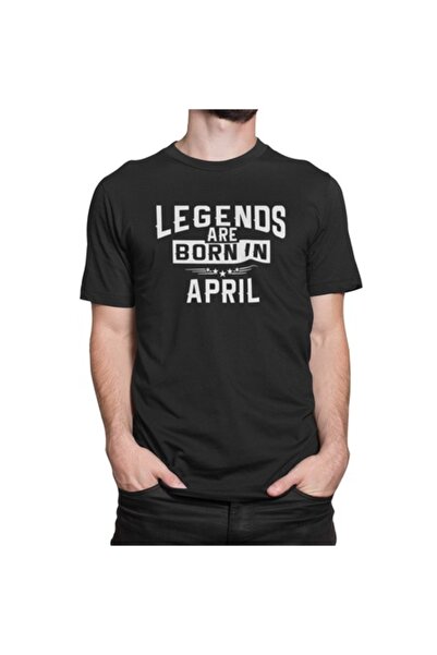 Tricou Destept Tricou Legends are Born in April, negru, mărimea L