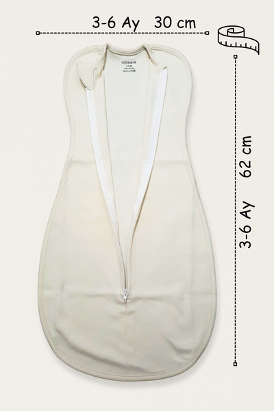 Nilmera Bebek Uyku Tulumu 3-6 Ay - %100 Pamuk Terletmeyen Bebek Kundak Organik, Fermuarlı Yenidoğan Kundak