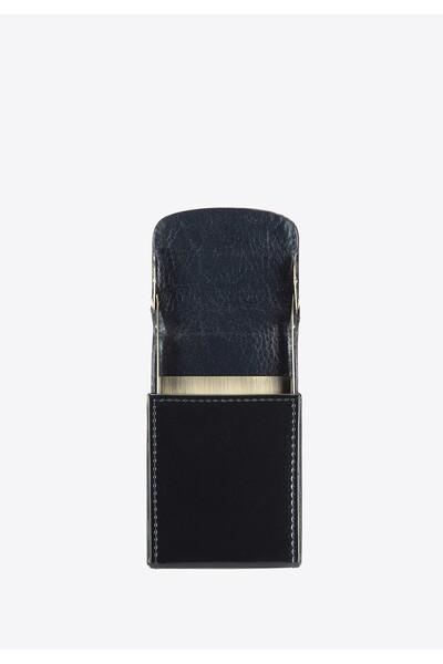 Wittchen Men's Patent Leather Business Card Holder, Vertical, Navy Blue, Pate...