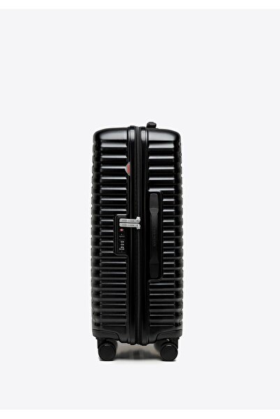 Wittchen Set de valiză bărbătească din policarbonat cu nervuri orizontale, negru, policarbonat negru