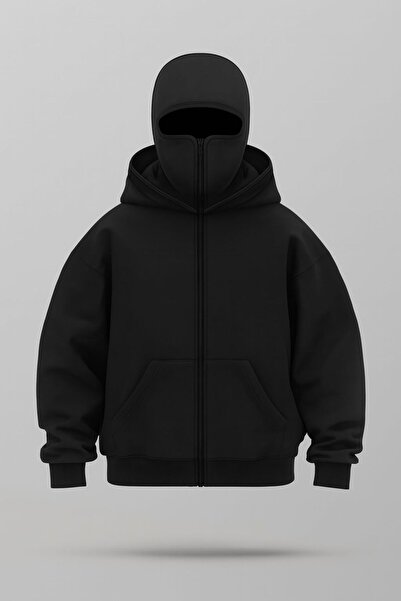 CLASSY.MODA Masked Full Zip Hooded Sweatshirt – Unisex Oversized