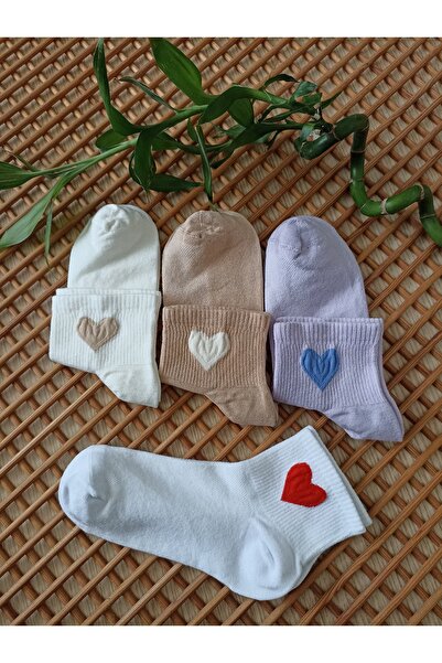 Rocks For Bamboo Heart Patterned Stitch-Free Toe 4-Piece Women's Socks