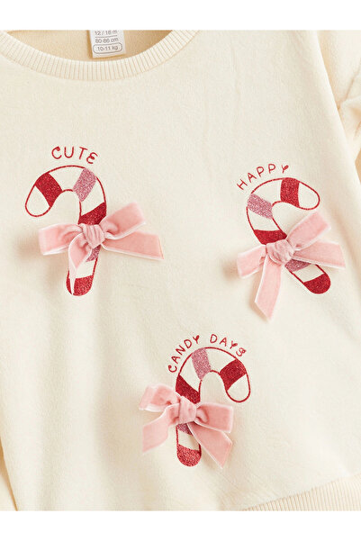 LC Waikiki Ecru Baby Girl Sweatshirt and Leggings Pants 2-Piece Set