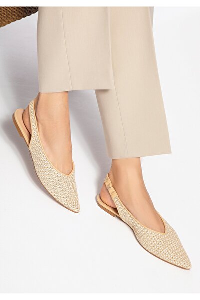 Wittchen Balerini împletiți pentru femei cu toc deschis, bej, din poliuretan