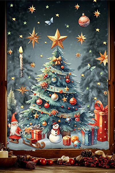 WALLHUMAN Süslü Yılbaşı Ağacı Hediye Paketleri Yıldızlar Çam Ağacı Yeni Yıl H...