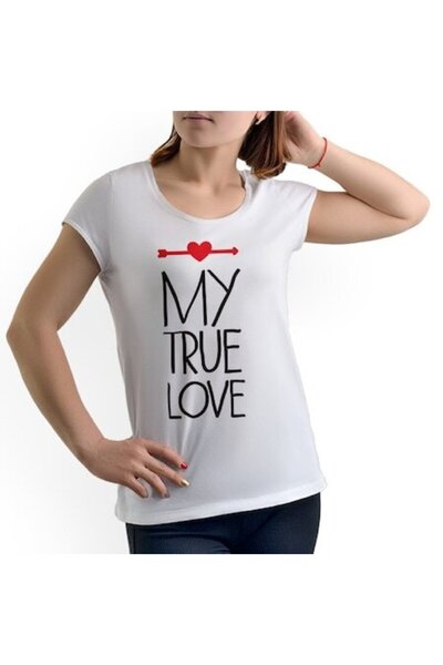 Tricou Destept Tricou personalizat „Adevărata mea iubire”, alb, mărimea L