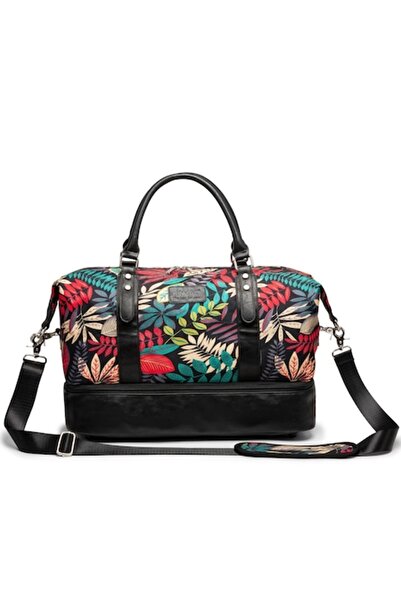 Kinmac Geantă de călătorie, 46x22x35 cm, Maple Leaf, Negru/Multicolor