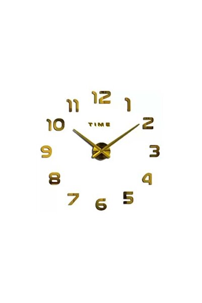 Doty Gold3DWatch wall clock, adhesive, creative design, 100 cm, raised numerals, gold