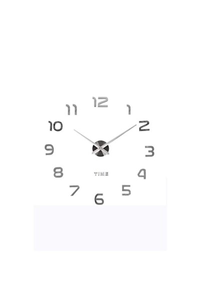 Doty Silver3DWatch Wall Clock - Silver, 100 cm Diameter, 33 cm Long Hand