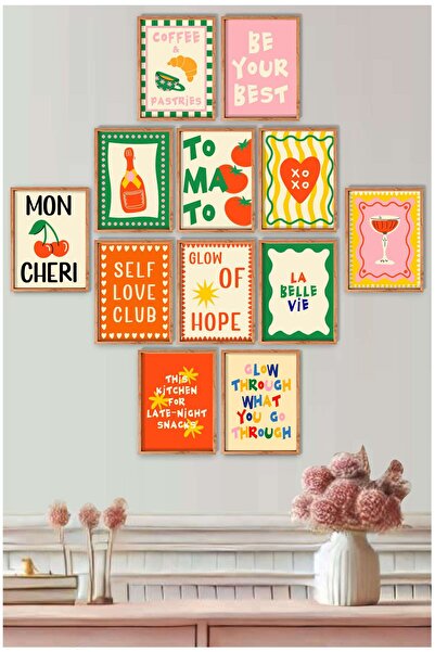 UNT 12 Adet Çerçeve Görünümlü Modern Abstract, Minimalist, Duvar Dekoru Tablo Seti