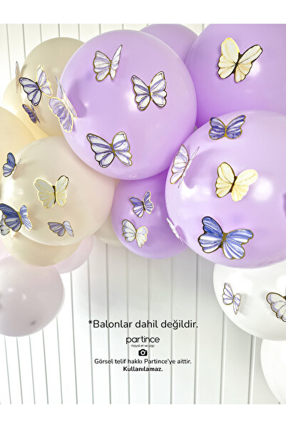 partince 48’li Lila Tema Kelebek Süs Parti Süsü Lila Kelebek Doğum Günü Süsü
