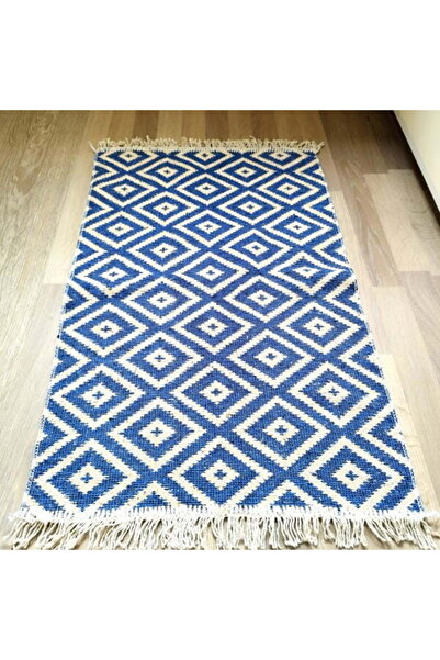 OEM Traditional rug, size 80 x 125 cm, blue and cream, geometric pattern