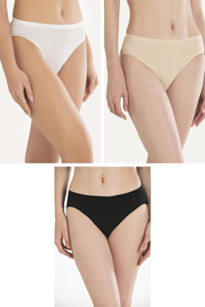 pilelistore Cotton Black White Skin Color 3-Piece Panties