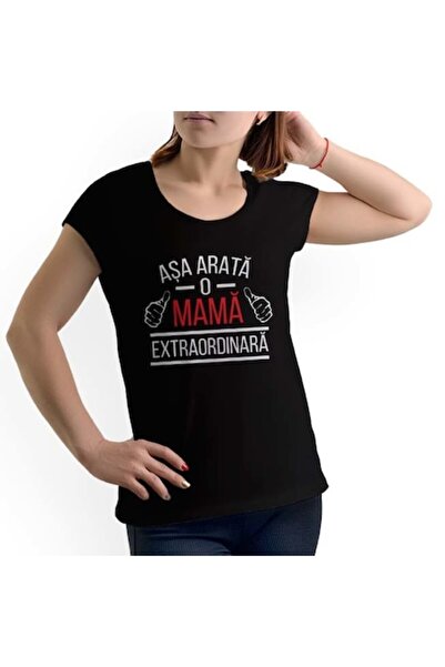 Tricou Destept Tricou personalizat „Așa arată o MAMĂ extraordinară” - Negru, ...