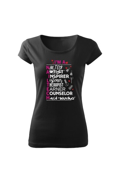 Tricou Destept Tricou personalizat Manichiurist Nailtech, Negru, Mărime 2XL