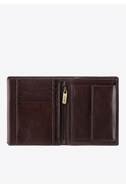 Wittchen Portofel pliabil din piele pentru bărbați, mare, maro