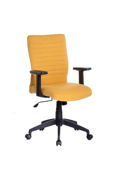 QMOBILI Scaun de birou ergonomic Limbo Plus, galben, material textil, suport ...