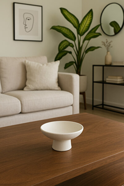 Mandalin Art Studio Διακοσμητικό Μπολ από Μπετόν με Πόδια, Πιάτο 12 εκ.