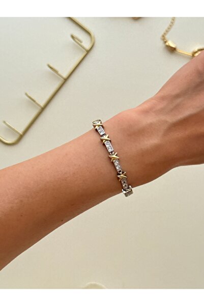 YOUES JEWELRY سلسلة MIX LUX سوار ذهبي فضي اللون لا يبهت لونه، نموذج مجوهرات للنساء، سوار واحد