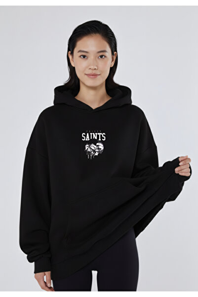 CC STORE Fallen Saints Back and Front Printed Winter Fleece Thick Sweatshirt Hoodie