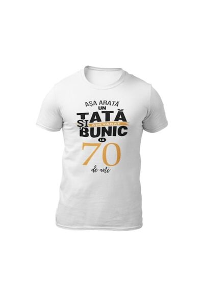 Tricou Destept Tricou personalizat „Tata și bunicul la 70 de ani”, alb, XL