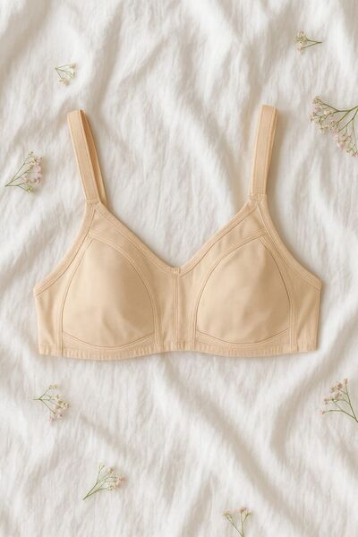 enmodaiçgiyim Skin Color Stitch-Free Cotton Shaping / Sculpting Bra - Wire Free, Sponge Free, Breathable, Daily