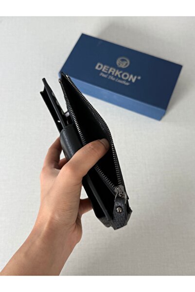 DERKON Genuine Leather Wallet with Phone, Card and Coin Compartments Marco Model