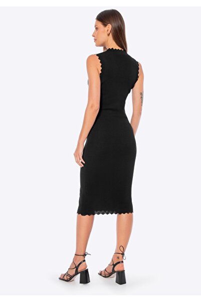 Wittchen Woman Knitted Dress made of viscose and nylon, black, black viscose