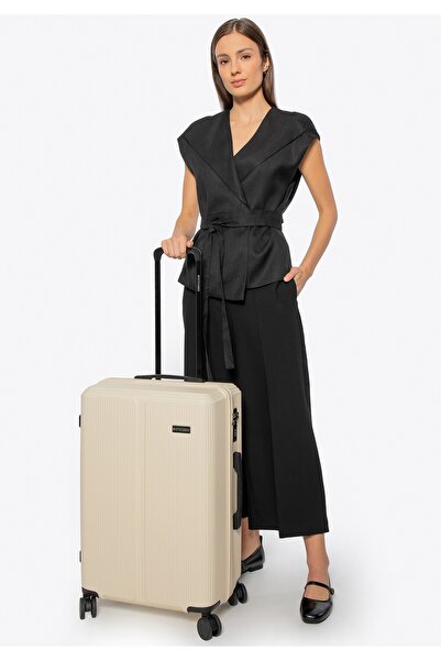 Wittchen Valiză medie bărbătească din ABS cu dungi fine, culoare crem, culoar...