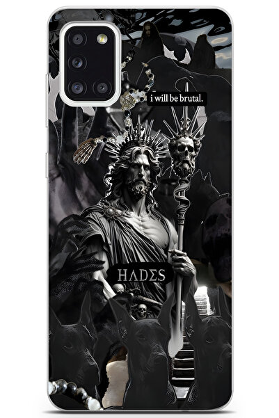 FLAMENKO Samsung Galaxy A31 Uyumlu Hades Mitoloji Desenli Şeffaf Telefon Kılıfı