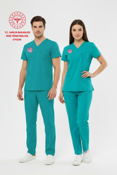 Class Üniforma Uniformă pentru personalul medical din familie turcoaz material elastic Scrubs pentru femei (conform cu noua reglementare - Bermuda)