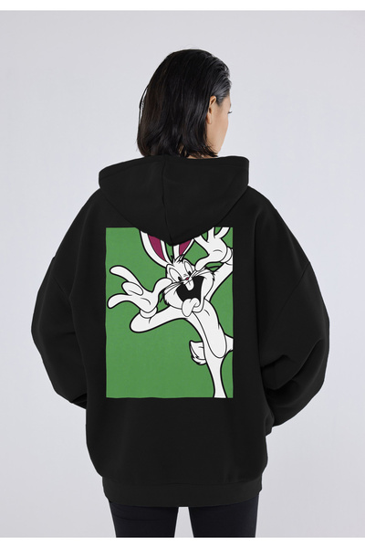 CC STORE Rabbit Bunny Back and Front Printed Winter Fleece Thick Sweatshirt Hoodie