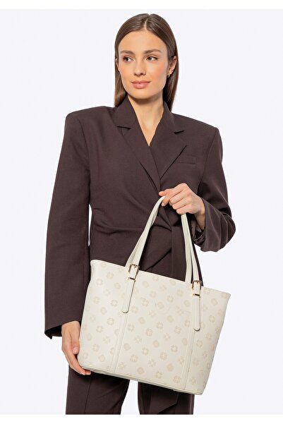 Wittchen Geantă de damă tip shopper din imitație de piele cu relief, crem, cr...