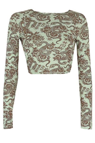 Jennyfer Roxanne Light Green Blouse - XS, green, 95% cotton, 5% elastane